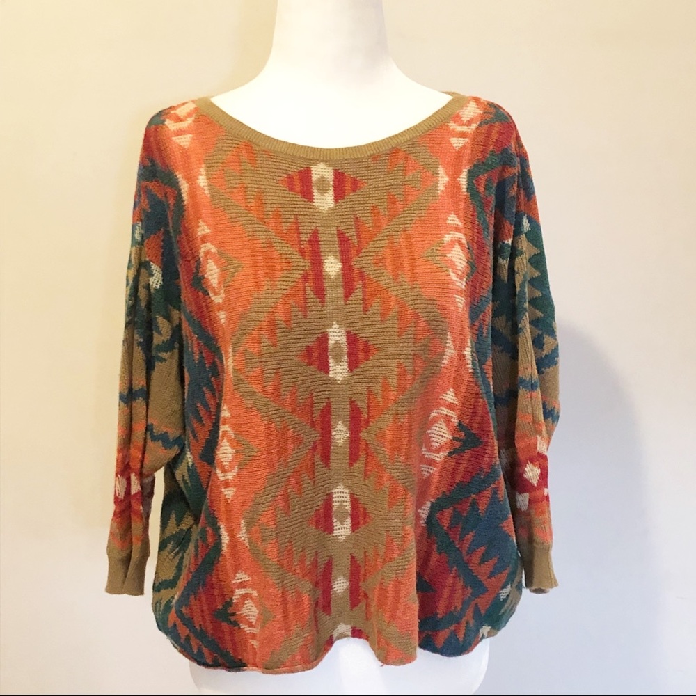 Ralph Lauren Western style dolman sleeve cropped sweater